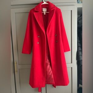 Old Navy Red Wool Blend Trench Coat